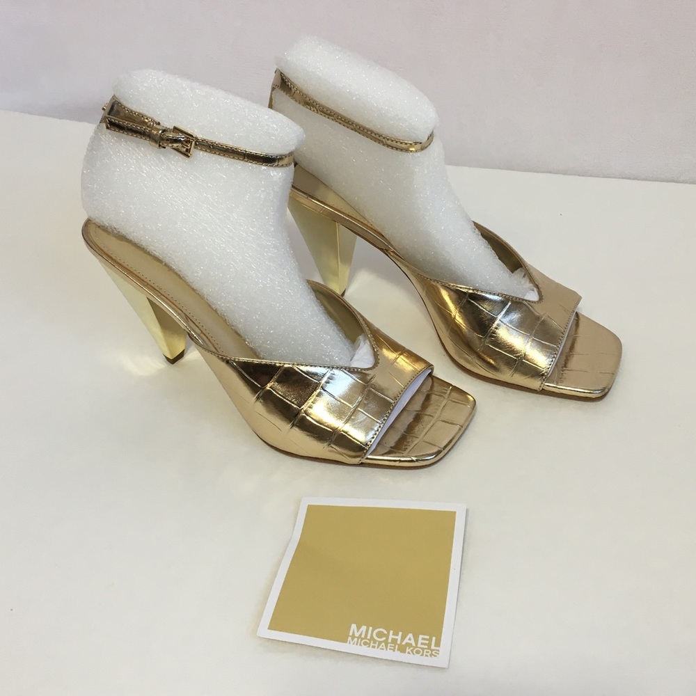 Michael Kors Gold Electra Sandal Heels, Women's 5.5, NWOT - Picture 4 of 16